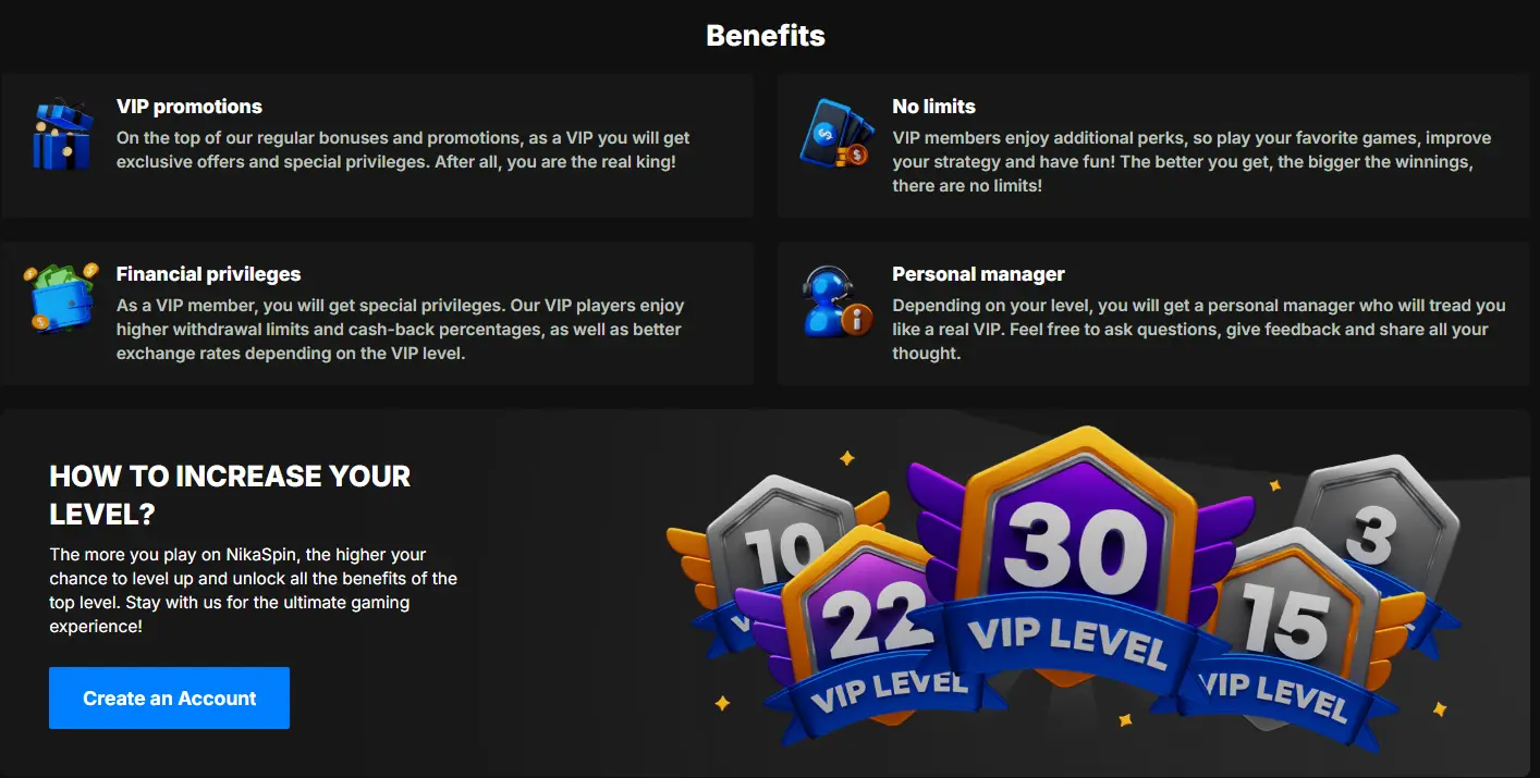 NikaSpin benefits regestration