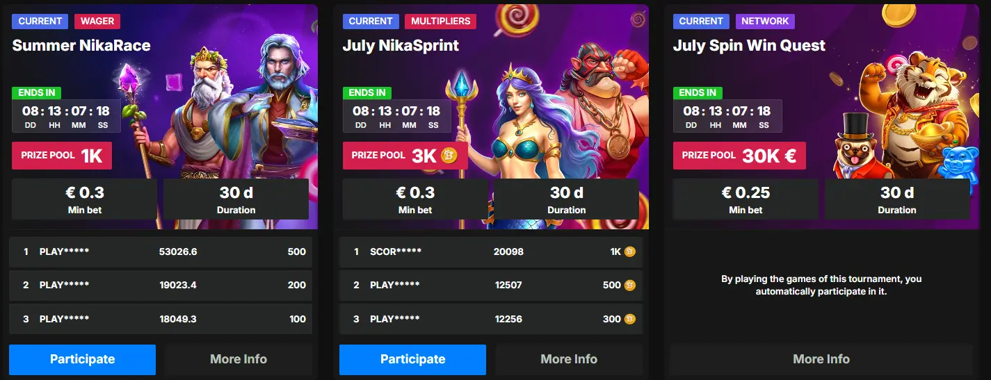 NikaSpin casino tournament 